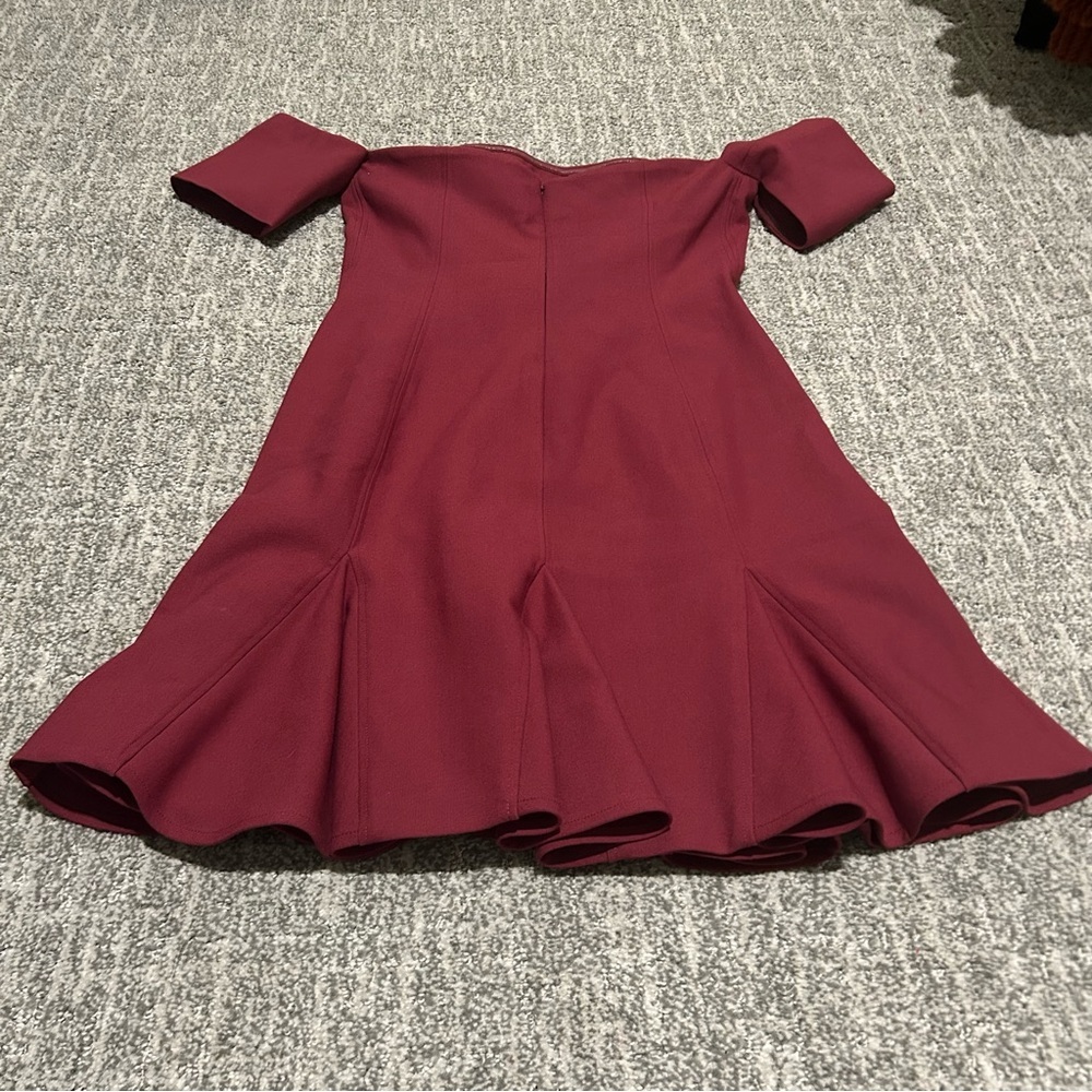 Cinq a Sept Burgundy Off-Shoulder Mini Dress Red Party Size 4 - Picture 7 of 8